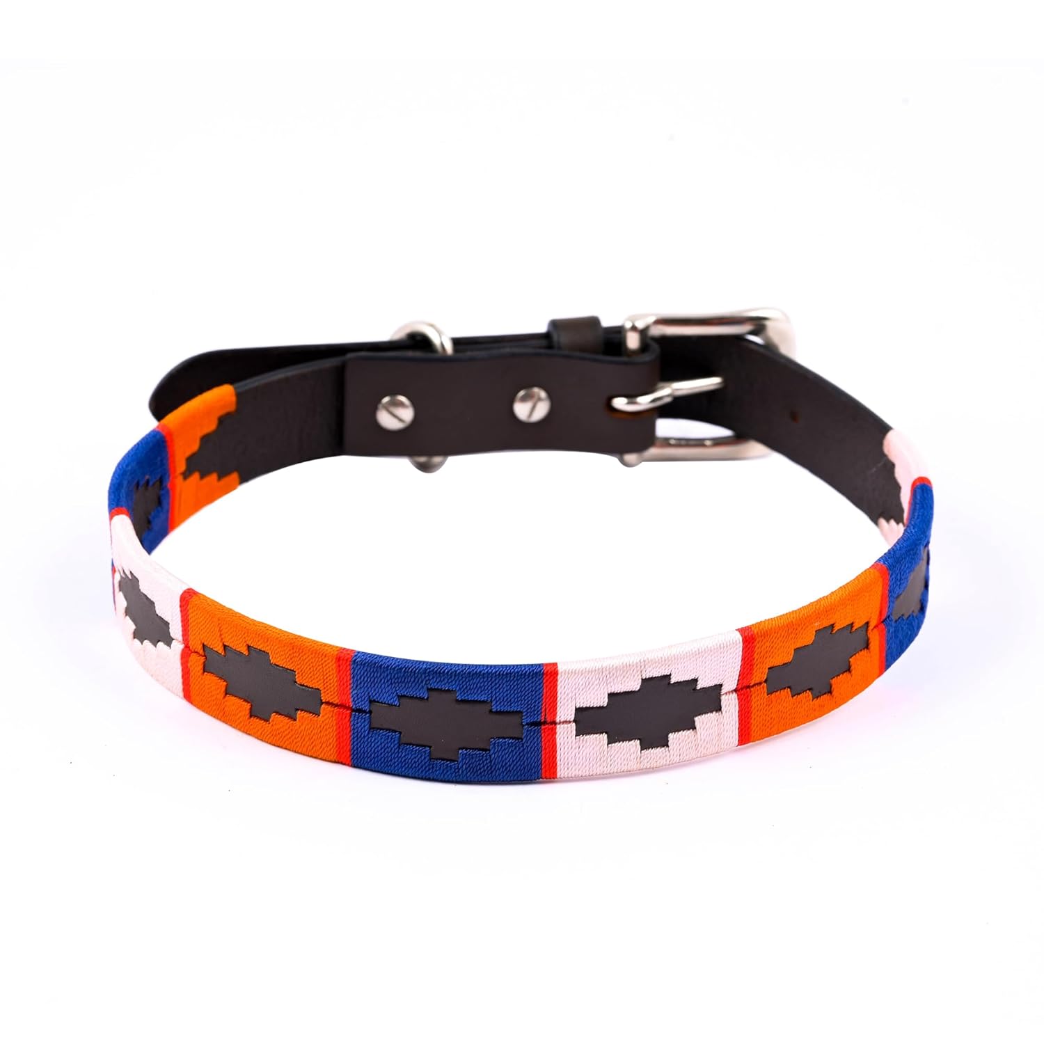 Adil's Multi-Color Leather Polo Dog Collar with Metal Buckle – 1 Inch Wide